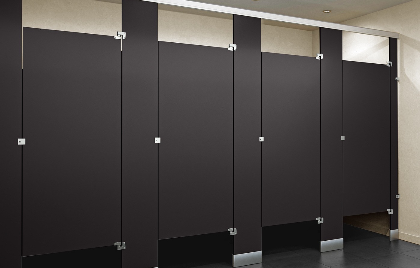 Phenolic Color Through Ceiling Hung Toilet Partition - Alcove Both Layout