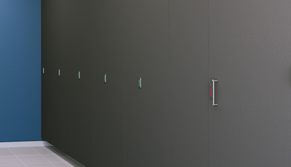 Phenolic Black Core Ceiling Hung Toilet Partition - Alcove Both Layout